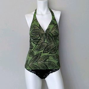 Green/Black/White Tankini Top.
